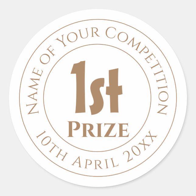 Competition 1st Prize Trophy Award Runder Aufkleber (Vorderseite)