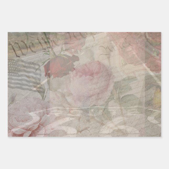 Compilation der amerikanischen Blumendekoupage Geschenkpapier Set (Vorderseite 2)