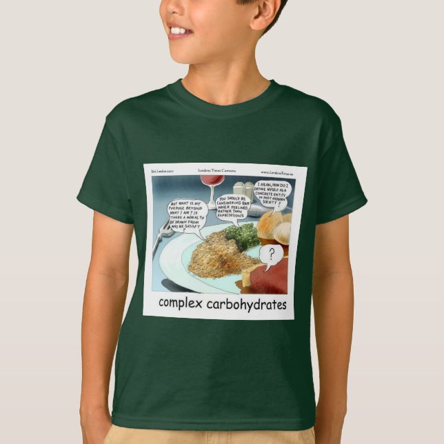 Complex Carbs Funny Philosophy Feinschmecker Comic T-Shirt (Vorderseite)