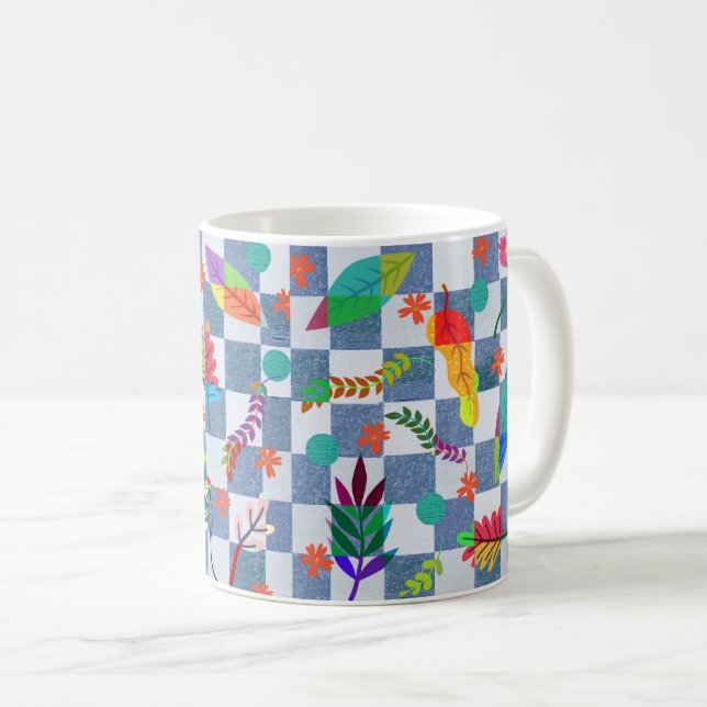 Composición de flores y hojas kaffeetasse (VorderseiteRechts)