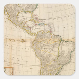 Composite America Handfarbige Karte Quadratischer Aufkleber