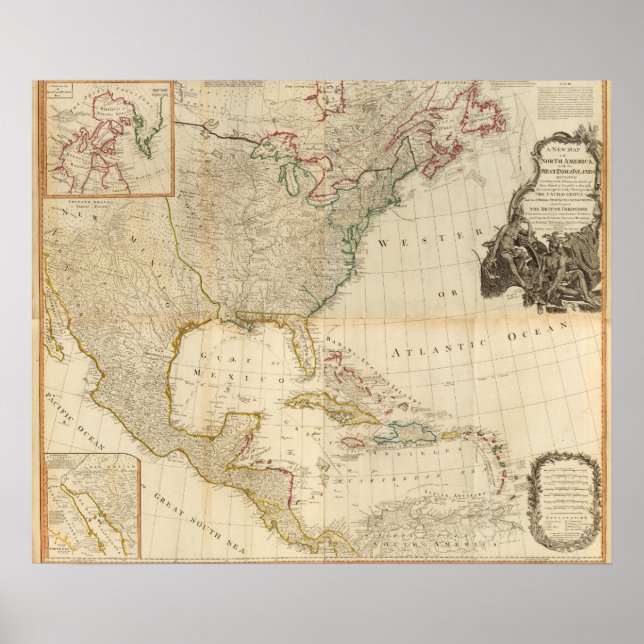 Composite North America handfarbene Karte Poster (Vorne)