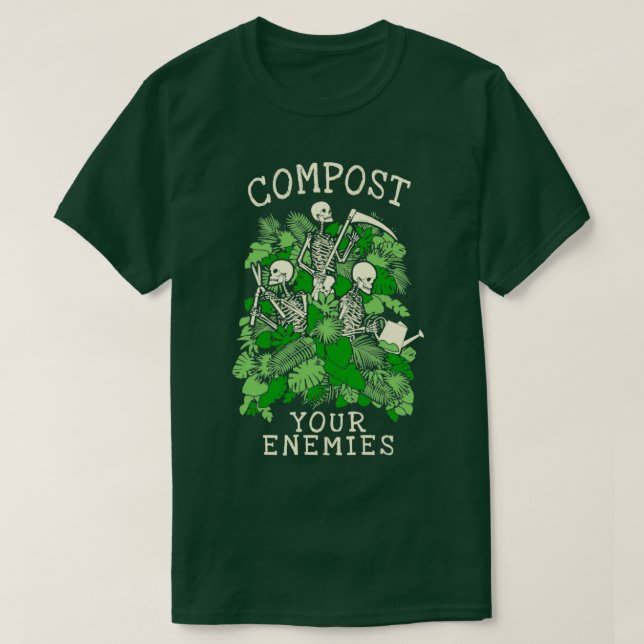 Compost Enemies Funny Gardens Goth Skelett T-Shirt (Design vorne)