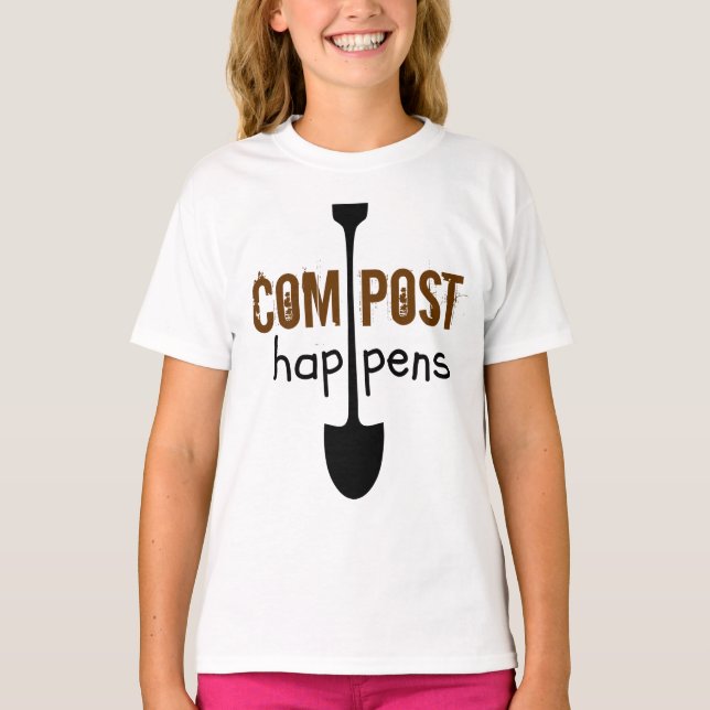 Compost Happens Mulch Spaß Shovel T-Shirt (Vorderseite)