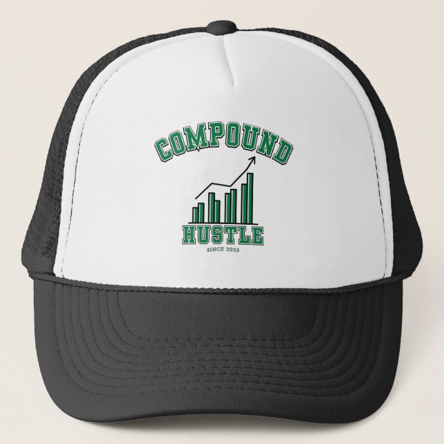 Compound Hustle Investor's Grind Financial Savvy Truckerkappe (Vorderseite)