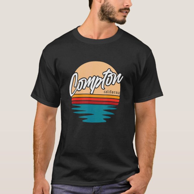 Compton California Gangsta Rap California Retro B T-Shirt (Vorderseite)