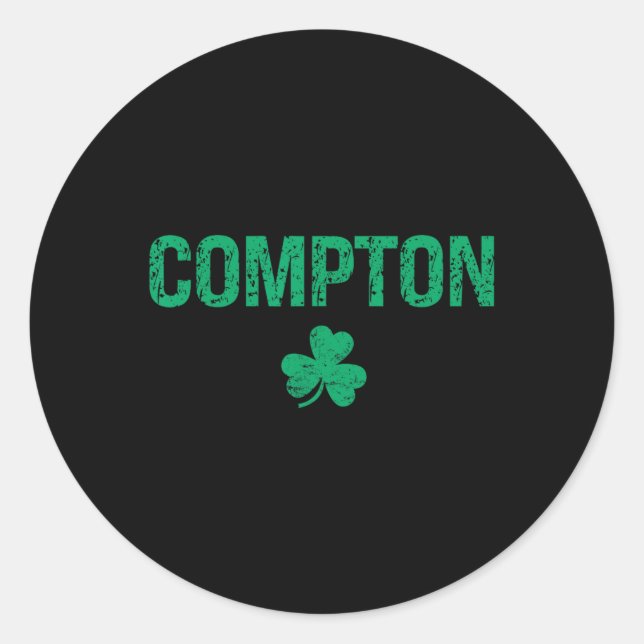 Compton Irish Kleeblatt St Patrick's Day Runder Aufkleber (Vorderseite)