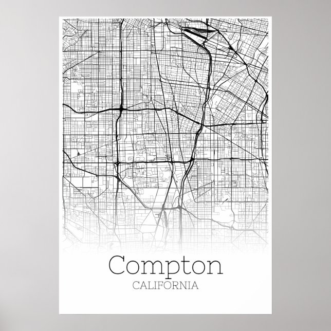 Compton Map - Kalifornien - City Map Poster (Vorne)