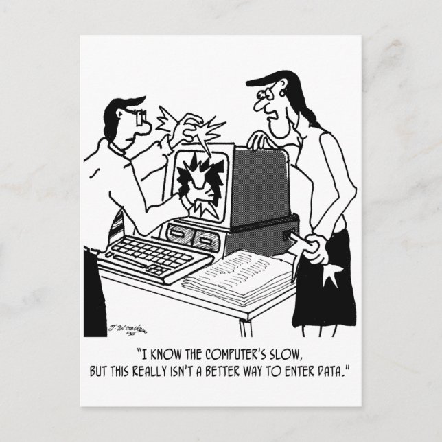 Computer-Cartoon 1870 Postkarte (Vorderseite)