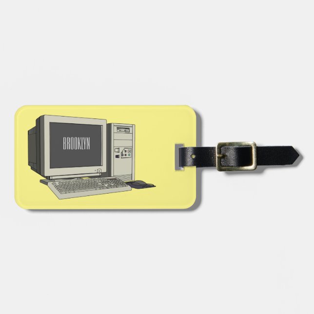 Computer-Cartoon-Illustration Gepäckanhänger (Vorderseite horizontal)