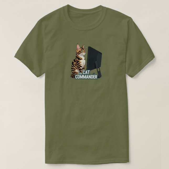 Computer Cat Commander Linux Bengalischer T - Shir T-Shirt (Design vorne)