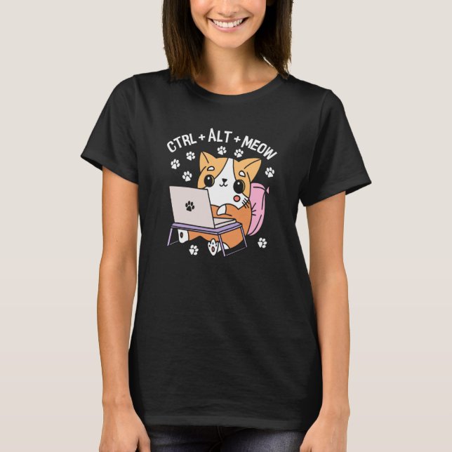 Computer Cat Programmer Hacker Kitten T-Shirt (Vorderseite)
