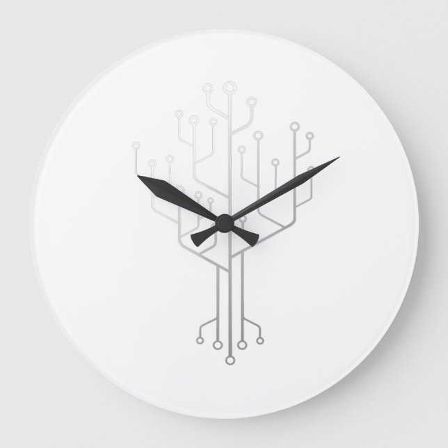 Computer-Chip-Baum-Programmierer Coder Ingenieur T Große Wanduhr (Vorderseite)