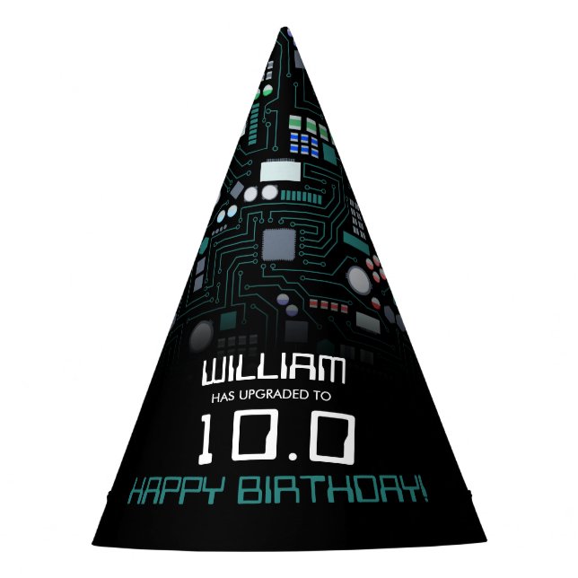 Computer Circuit Board Kids Robotic Birthday Party Partyhütchen (Vorderseite)