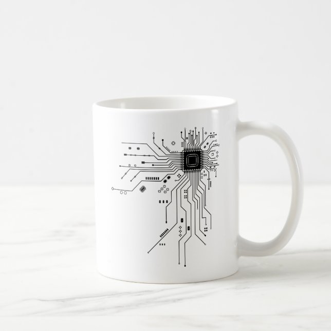 Computer-CPU-Chip PCB-Schaltungsdesign-Tech-Gesche Kaffeetasse (Rechts)