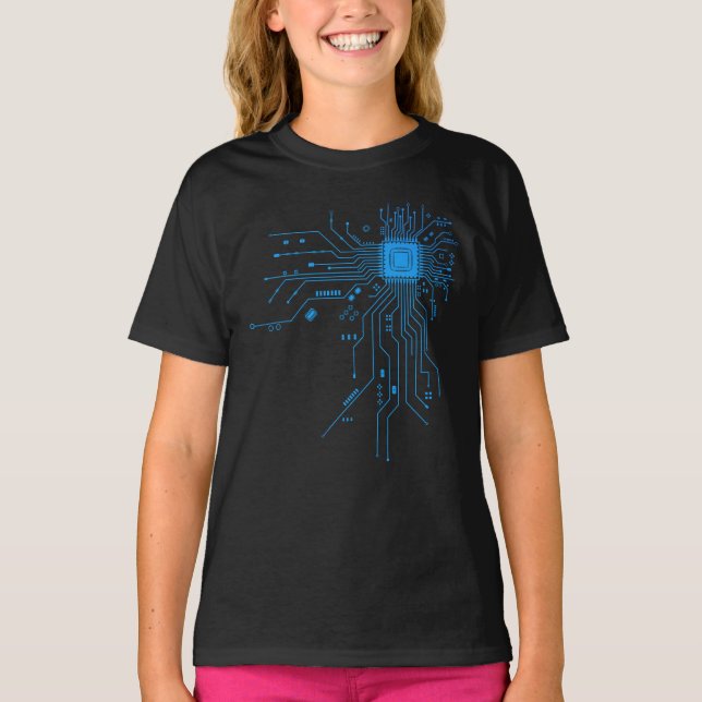 Computer-CPU-Chip PCB-Schaltungsdesign-Tech-Gesche T-Shirt (Vorderseite)