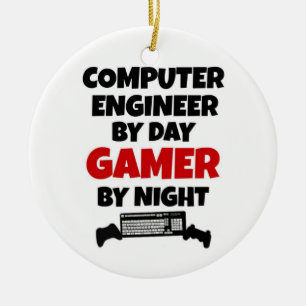 Computer Engineer by Day Gamer by Night Keramik Ornament