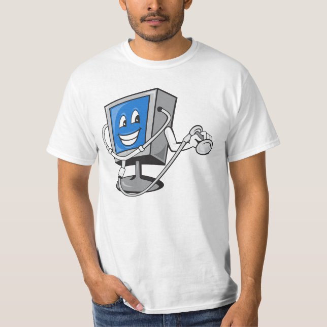 Computer Fernsehmonitor mit Doktor Stethoscope T-Shirt (Vorderseite)