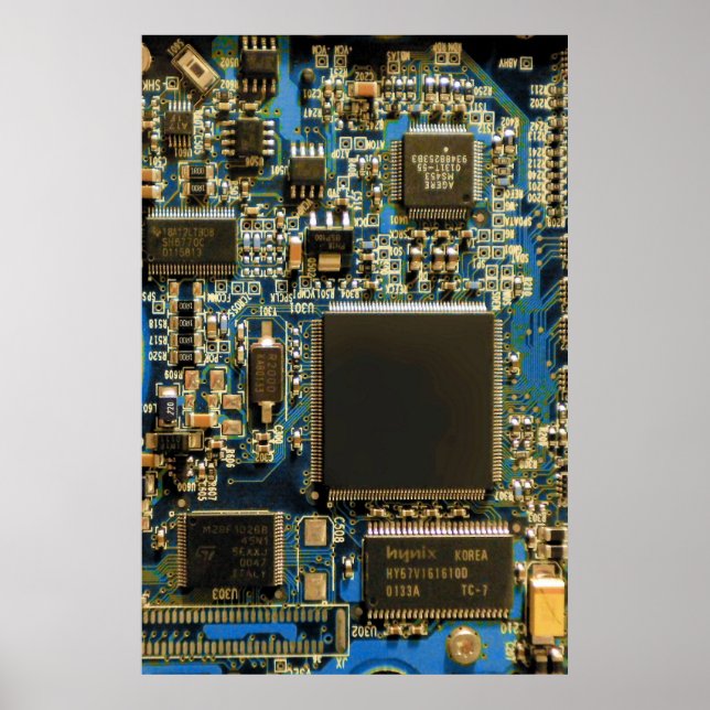 Computer-Festplatten-Schaltplatine - Blau Poster (Vorne)