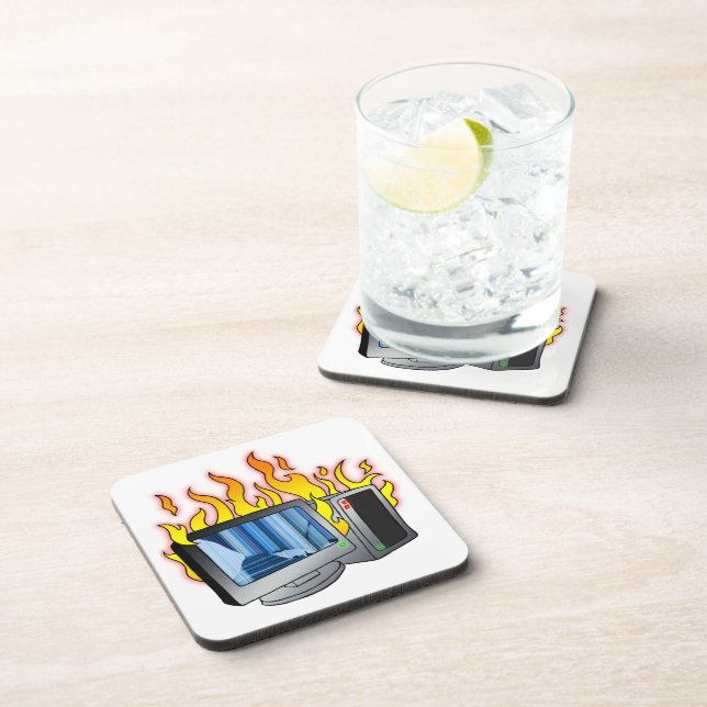 Computer Fire Hard Plastic Untersetzer (Rechte Seite)