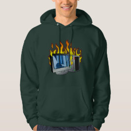 Computer Fire Men's Basic Hooded Sweatshirt