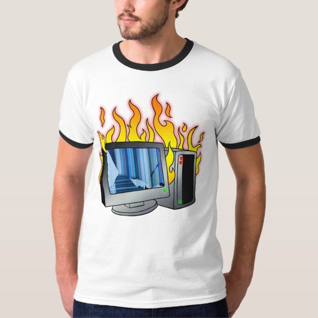Computer Fire Men's Basic Ringer-T - Shirt (Vorderseite)