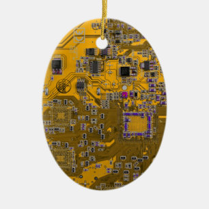 Computer-Freak-Schaltplatine Hellorange Keramik Ornament