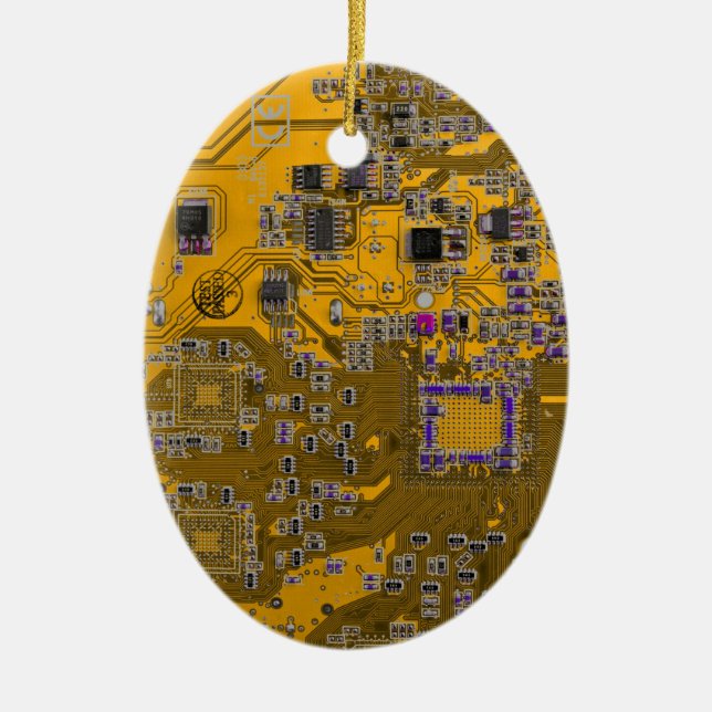 Computer-Freak-Schaltplatine Hellorange Keramik Ornament (Vorne)