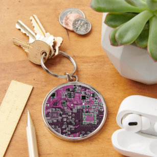 Computer Geek Circuit Board Purple Schlüsselanhänger