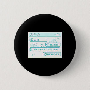 Computer-Geek Essen Schlaf Skateboarding Wiederhol Button