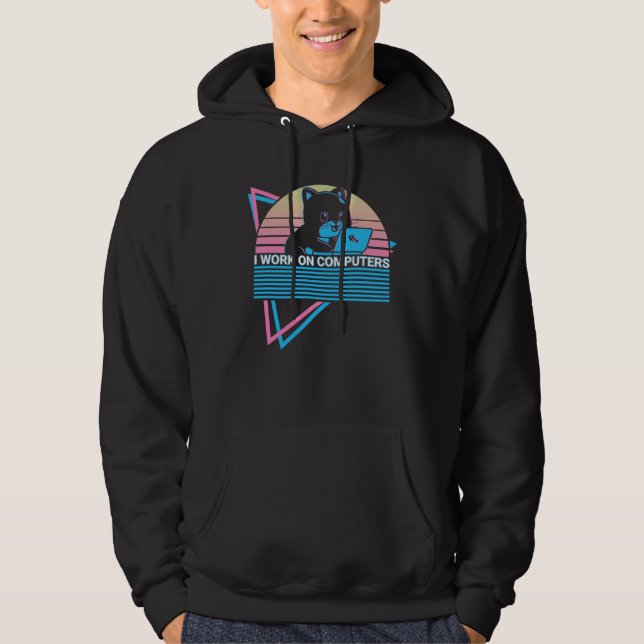 Computer-Hilfe IT Retro Ich Arbeite An Computern Hoodie (Vorderseite)