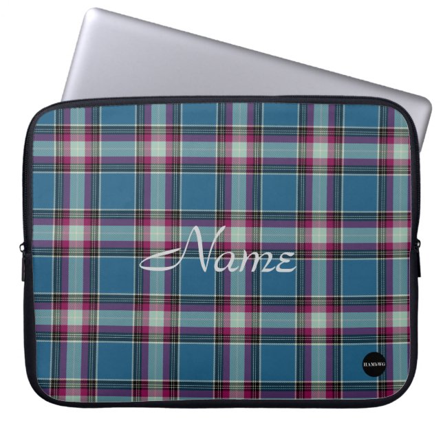 Computer-Hüllen - HAMbyWG Blue mit rosa Kariert Laptopschutzhülle (Vorderseite)