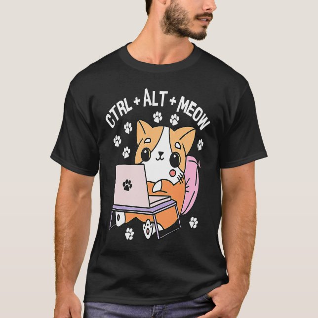 Computer Katze Programmierer Hacker Kätzchen  1 T-Shirt (Vorderseite)