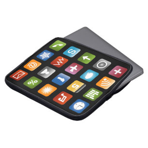 Computer-Laptop-Hülle mit farbigen App-Icons Laptopschutzhülle