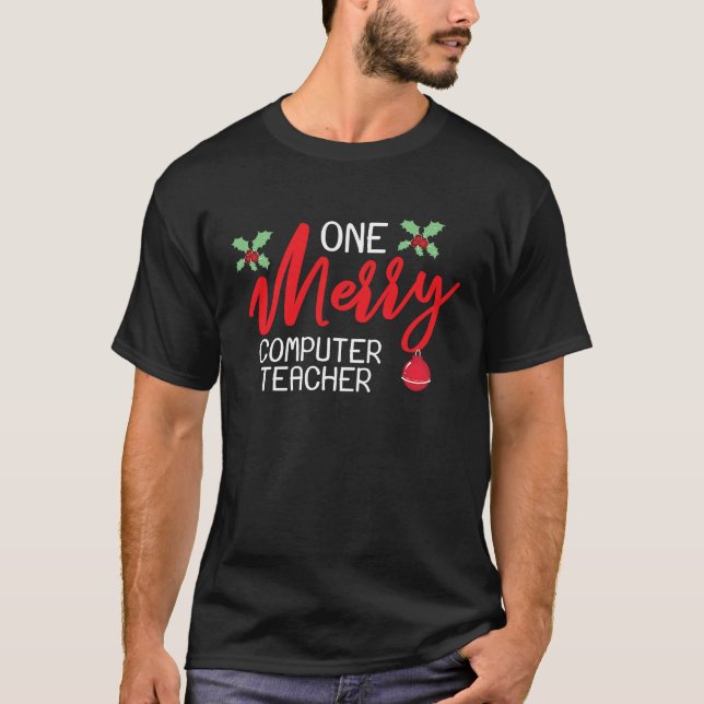 Computer-Lehrer Weihnachten froh T-Shirt (Vorderseite)