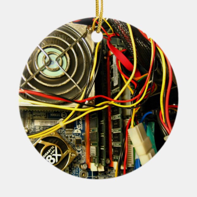 Computer mainboard Elektroniknahaufnahme Keramikornament (Vorne)