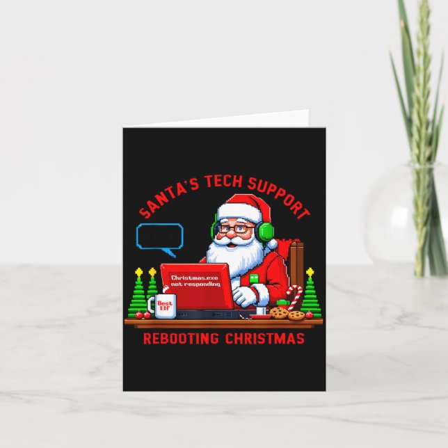 Computer Meme Funny Santa's Tech Suprt Rebooting C Karte (Vorderseite)