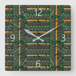 Computer memory modules background quadratische wanduhr