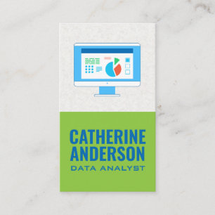 Computer mit Diagrammen   Informationsanalyst Visitenkarte
