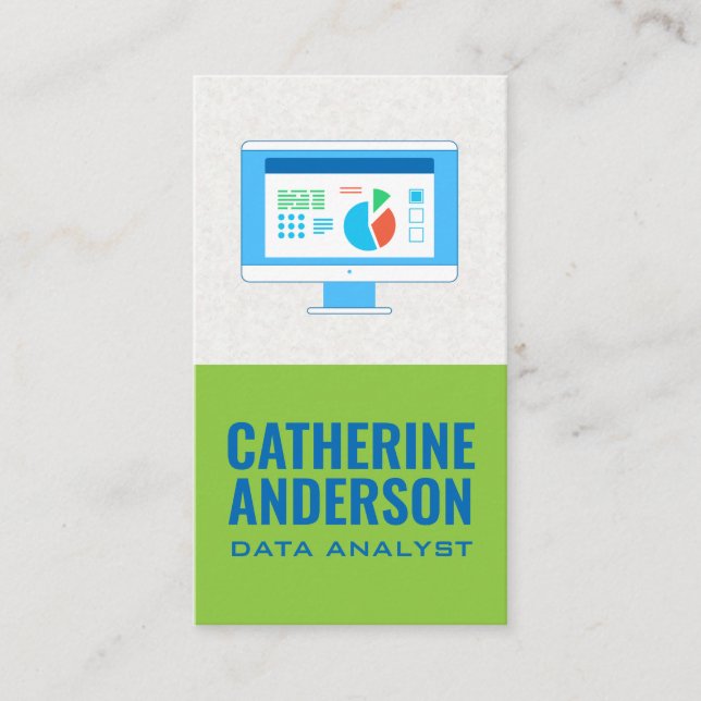 Computer mit Diagrammen | Informationsanalyst Visitenkarte (Vorderseite)