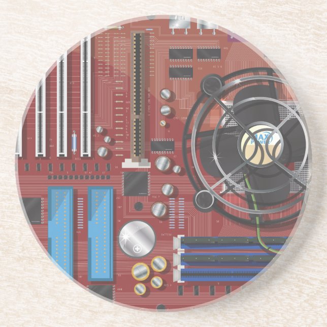 Computer-Motherboard Sandstein Untersetzer (Vorne)