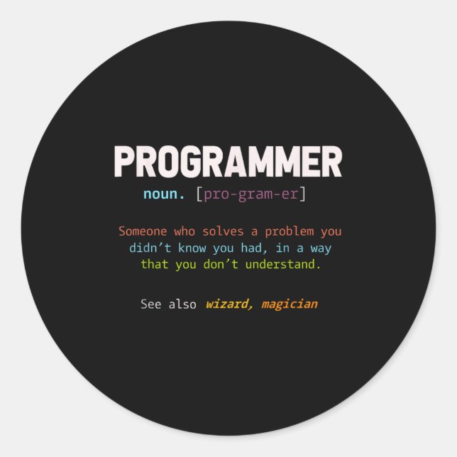 Computer Nerd Geschenk Lustiger Programmierer  Runder Aufkleber (Vorderseite)