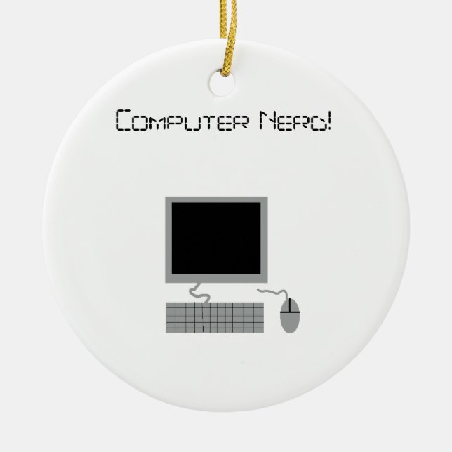Computer-Nerd Keramik Ornament (Vorne)