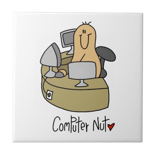 Computer-Nuss-T-Shirts und Geschenke Fliese (Vorderseite)