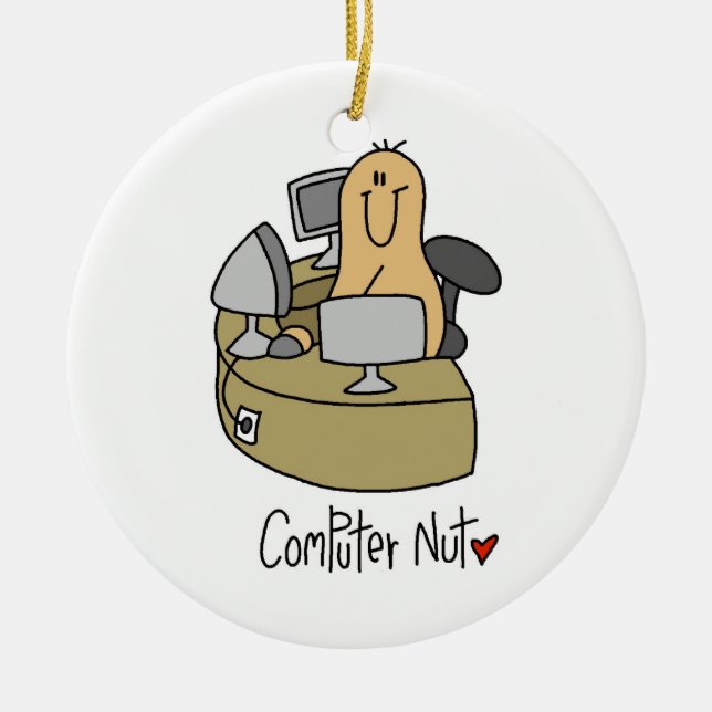 Computer-Nuss-T - Shirts und Geschenke Keramik Ornament (Vorne)