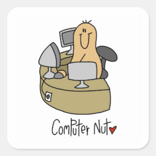 Computer-Nuss-T-Shirts und Geschenke Quadratischer Aufkleber