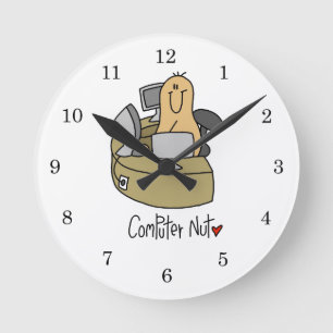 Computer-Nuss-T-Shirts und Geschenke Runde Wanduhr