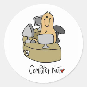 Computer-Nuss-T-Shirts und Geschenke Runder Aufkleber