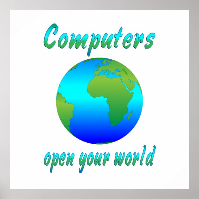 Computer öffnen Welten Poster (Vorne)