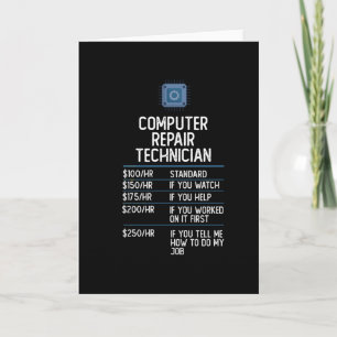 computer repair technician funny gift present idea karte